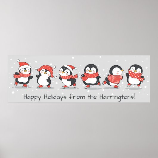 Benutzerdefinierter Text Winterpinguine Poster (Vorne)