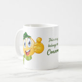 Benutzerdefinierter Text wirft Emoji mit Hut und S Kaffeetasse (Vorderseite Links)