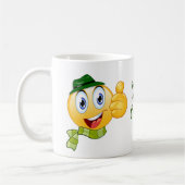 Benutzerdefinierter Text wirft Emoji mit Hut und S Kaffeetasse (Links)