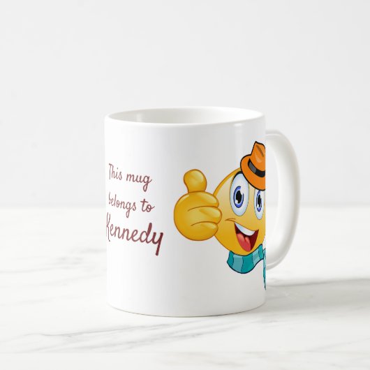 Benutzerdefinierter Text wirft Emoji mit Hut und S Kaffeetasse (VorderseiteRechts)