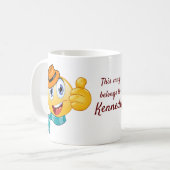 Benutzerdefinierter Text wirft Emoji mit Hut und S Kaffeetasse (Vorderseite Links)