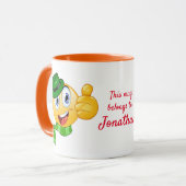 Benutzerdefinierter Text wirft Emoji mit Hut und S Tasse (Vorderseite Links)