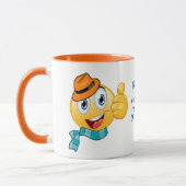 Benutzerdefinierter Text wirft Emoji mit Hut und S Tasse (Links)