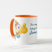 Benutzerdefinierter Text wirft Emoji mit Hut und S Tasse (Vorderseite Links)