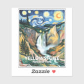 Benutzerdefinierter Text Yellowstone Falls Van Gog Aufkleber (Blatt)