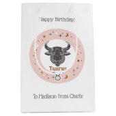 Benutzerdefinierter Text Zodiac Signrus Taurus Mittlere Geschenktüte (Vorderseite)