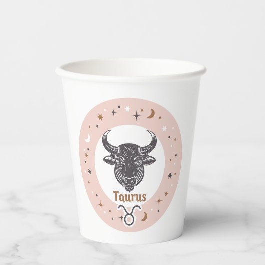 Benutzerdefinierter Text Zodiac Signrus Taurus Pappbecher (Vorderseite)