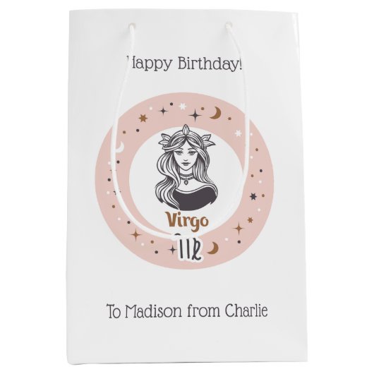 Benutzerdefinierter Text - Zodiac-Zeichen Mittlere Geschenktüte (Vorderseite)