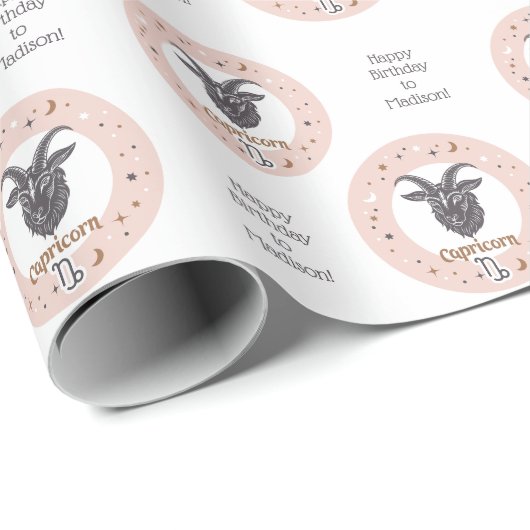 Benutzerdefinierter Text Zodiac-Zeichenkorn Geschenkpapier (Rolleneckpunkt)