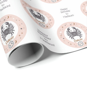 Benutzerdefinierter Text - Zodiac-Zeichenkrebs Geschenkpapier