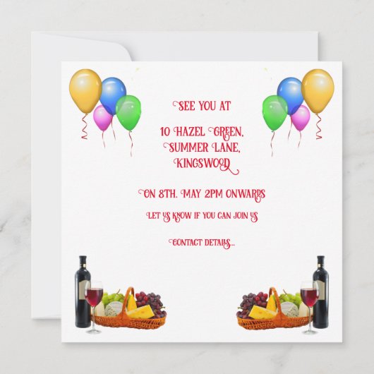 Benutzerdefinierter Textbalken und Party Einladung (Rückseite)