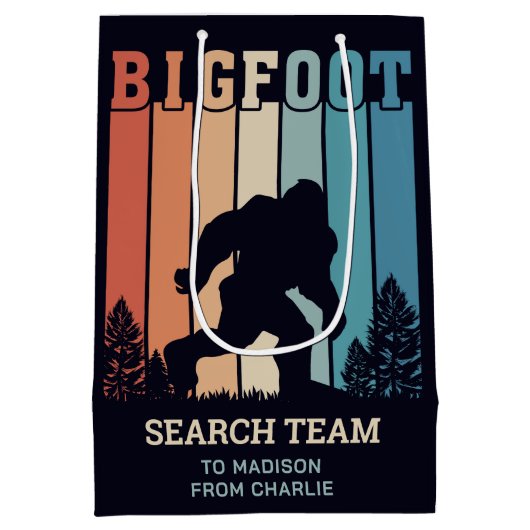 Benutzerdefinierter Textbigfoot Mittlere Geschenktüte (Rückseite)