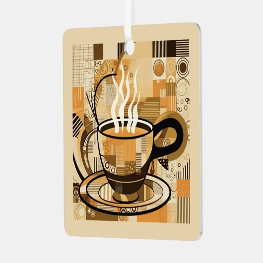 Benutzerdefinierter TextKaffee Ornament Aus Metall (Vorderseite links)