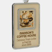 Benutzerdefinierter TextKaffee Rahmen-Ornament Silber (Rechts)