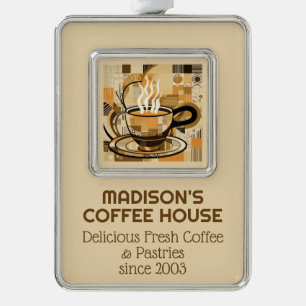 Benutzerdefinierter TextKaffee Rahmen-Ornament Silber