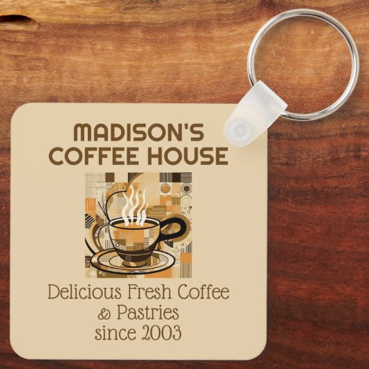 Benutzerdefinierter TextKaffee Schlüsselanhänger (Rückseite)