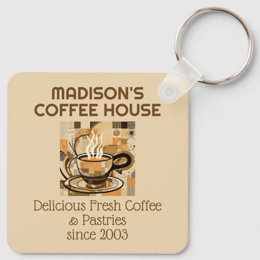 Benutzerdefinierter TextKaffee Schlüsselanhänger (Rückseite)
