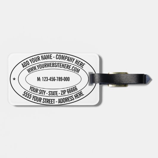 Benutzerdefinierter Textname Adresse Website Telef Gepäckanhänger (Rückseite horizontal)