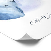 Benutzerdefinierter Textname Blau Weiße Wasserfarb Poster (Ecke)
