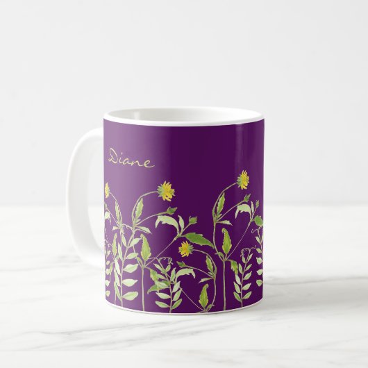 Benutzerdefinierter Textname Einzigartiger florale Kaffeetasse (Vorderseite Links)