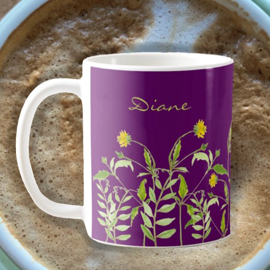 Benutzerdefinierter Textname Einzigartiger florale Kaffeetasse
