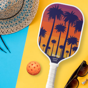 Benutzerdefinierter Textname für coole tropische S Pickleball Schläger