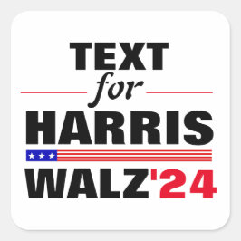 Benutzerdefinierter Textname für Harris Walz 2024  Quadratischer Aufkleber