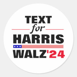 Benutzerdefinierter Textname für Harris Walz 2024  Runder Aufkleber