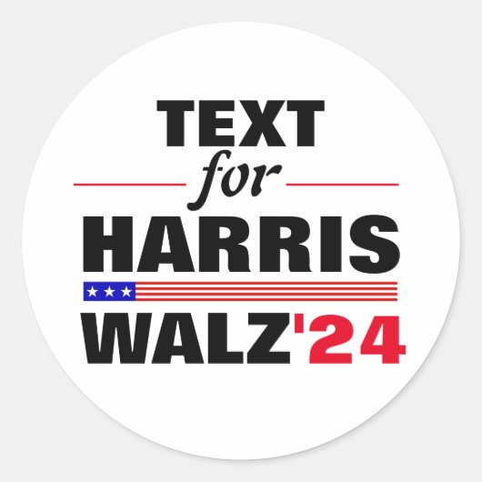 Benutzerdefinierter Textname für Harris Walz 2024  Runder Aufkleber (Vorderseite)