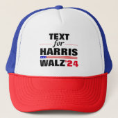 Benutzerdefinierter Textname für Harris Walz 2024  Truckerkappe (Vorderseite)