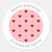 Benutzerdefinierter Textname mit niedlich rotem Ro Runder Aufkleber (Vorderseite)