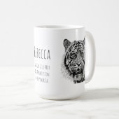 Benutzerdefinierter Tiger Schwarz-Weiß-Monogramm-S Kaffeetasse (VorderseiteRechts)