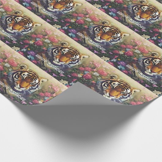 Benutzerdefinierter Tiger-Text Geschenkpapier (Ecke)