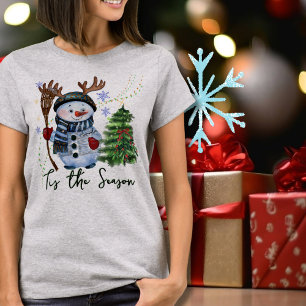 Benutzerdefinierter "Tis the Season" Geweih-Schnee T-Shirt