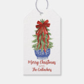 Benutzerdefinierter Topiary-Weihnachtsbaum Geschenkanhänger (Vorderseite)