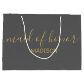 Benutzerdefinierter Trauzeugin Name Girly Gold Scr Große Geschenktüte (Rückseite)