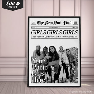 Benutzerdefinierter Trendiger Zeitungsdruck Mädche Poster