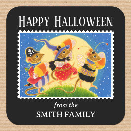 Benutzerdefinierter Trick oder Halloween-Mäuse beh Quadratischer Aufkleber