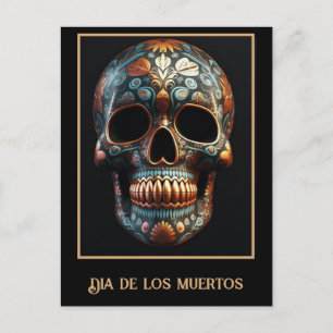 Benutzerdefinierter Türkis-Gold-Día-de-los-Muertos Postkarte