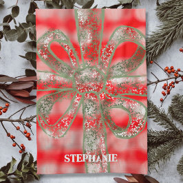 Benutzerdefinierter Urlaubsname karierter, weißer, Geschirrtuch