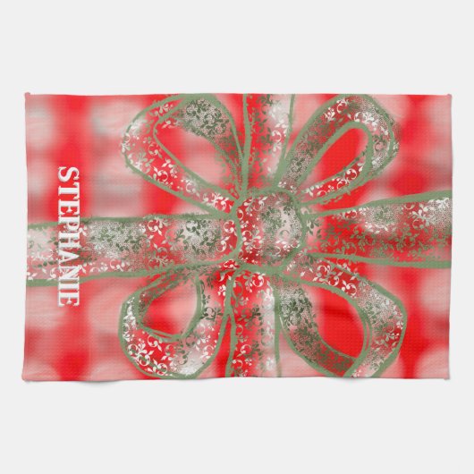 Benutzerdefinierter Urlaubsname karierter, weißer, Geschirrtuch (Horizontal)