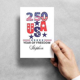 Benutzerdefinierter USA 250. Jahrestag patriotisch Postkarte