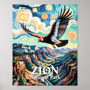 Benutzerdefinierter Van Gogh Zion Canyon Vogel Kal Poster