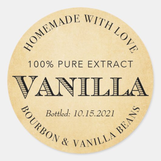 Benutzerdefinierter Vanilla Extract mit Bourbon VE Runder Aufkleber (Vorderseite)