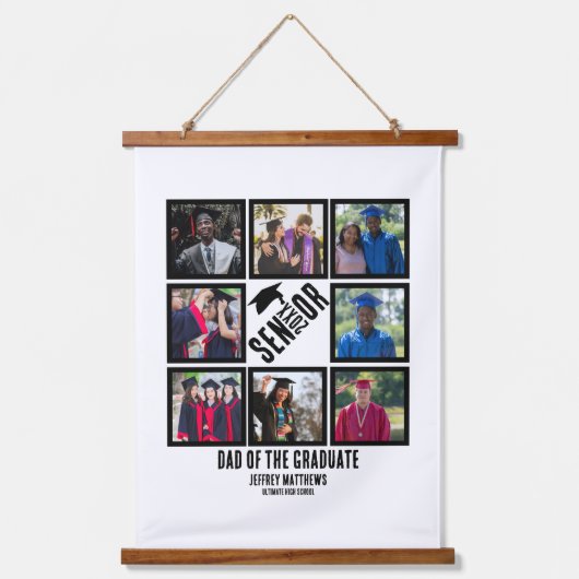 Benutzerdefinierter Vater des Senior-Absolventen 8 Wandteppich Mit Holzrahmen (Vorderseite)