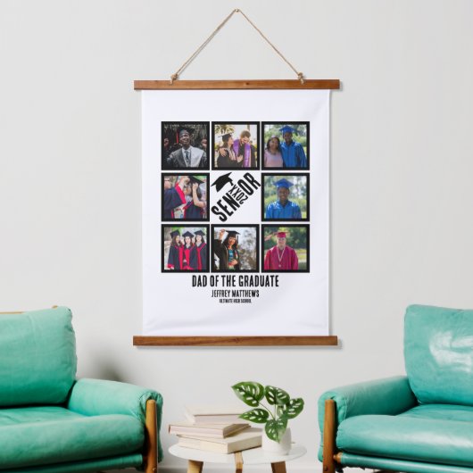 Benutzerdefinierter Vater des Senior-Absolventen 8 Wandteppich Mit Holzrahmen (Wohnzimmer)