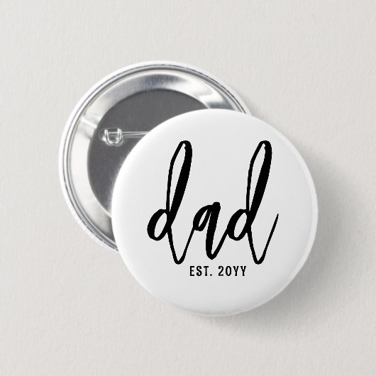 Benutzerdefinierter Vater Est. Modern Brush Script Button (Vorne & Hinten)