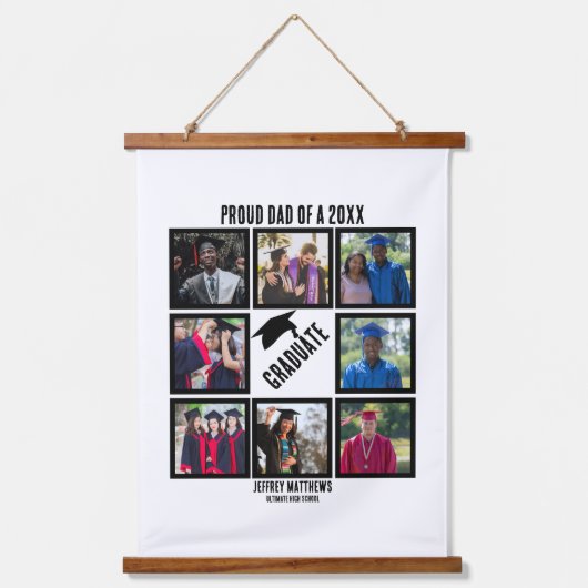Benutzerdefinierter Vater für den Abschluss FotoCo Wandteppich Mit Holzrahmen (Vorderseite)