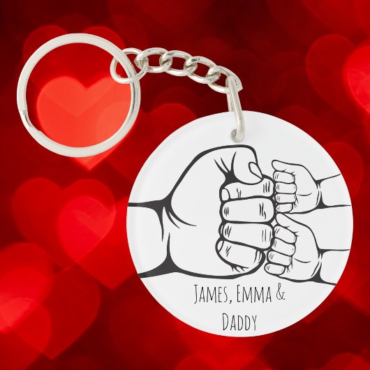 Benutzerdefinierter Vater und Kinder Faustschlag Schlüsselanhänger