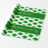 Benutzerdefinierter viel Glück-Text mit vier Leaf- Geschenkpapier (Ungerollt)